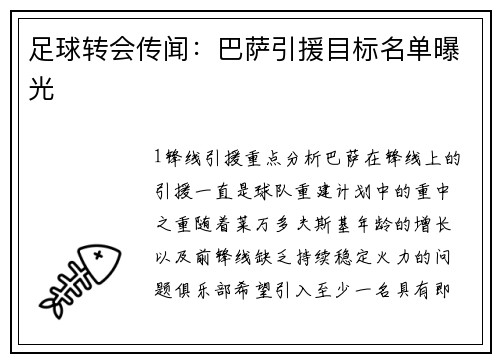 足球转会传闻：巴萨引援目标名单曝光